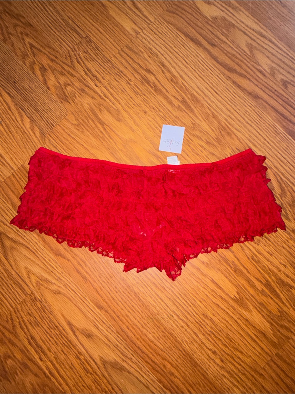 NWT-Vintage Frederick’s of Hollywood red mesh ruffled panty
